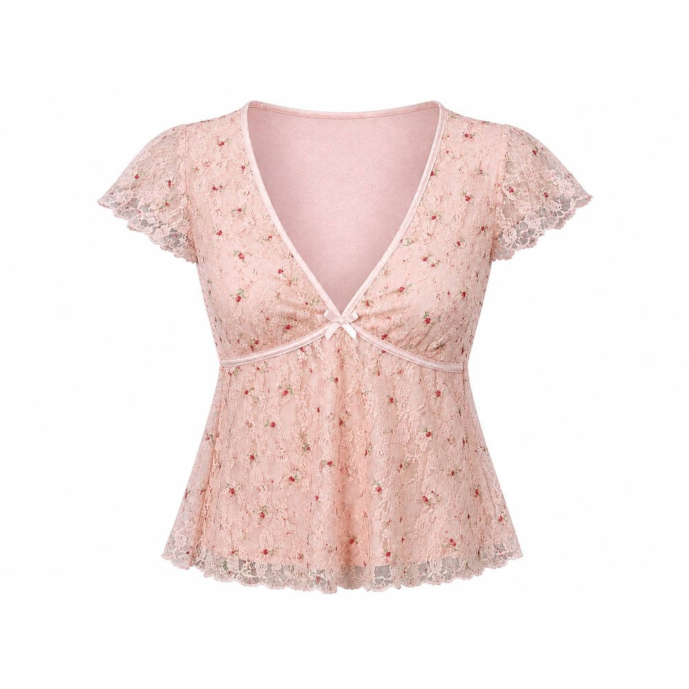 Vintage Y2K Babydoll Top Size Large Floral Fairy Grunge Feminine Coquette Indie